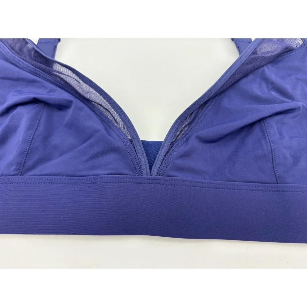 PARADE Plunge Bra Bralette Blue Mesh Panel‎ Wireless Triangle Comfort Large